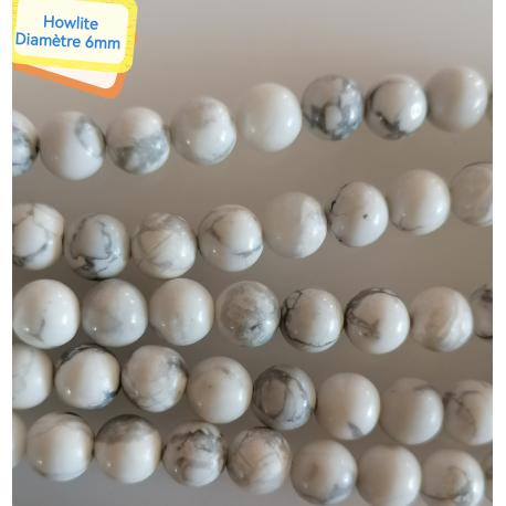 Fil de perles 6mm howlite Fil de perles 6mm howlite