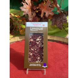 Tablette de Chocolat Blanc 33% Framboise Limouzi  100 g