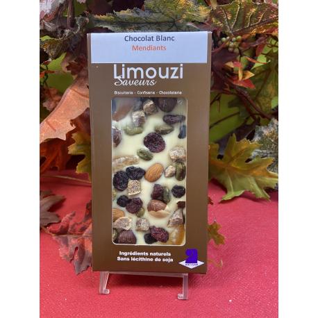 Tablette Chocolat Blanc Mendiants Limouzi  100 g